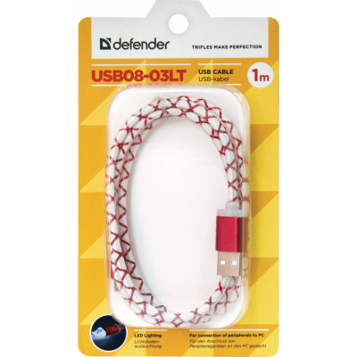 Дата кабель USB08-03LT USB - Micro USB, RedLED backlight, 1m Defender (87556) Винница