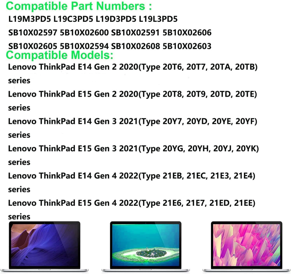Акумулятор для ноутбука Lenovo ThinkPad E14 E15 Gen 2/3/4 FlyZitrol L19M3PD5 L19C3PD5 — Батарея 11.1V Літій-іонна Київ - фото 8