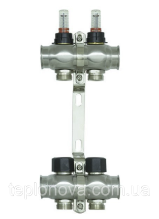 Колектор нержавійка на 2 пари виходів "Raftec" RC-03 для Теплої Підлоги з розходомірами Чернівці