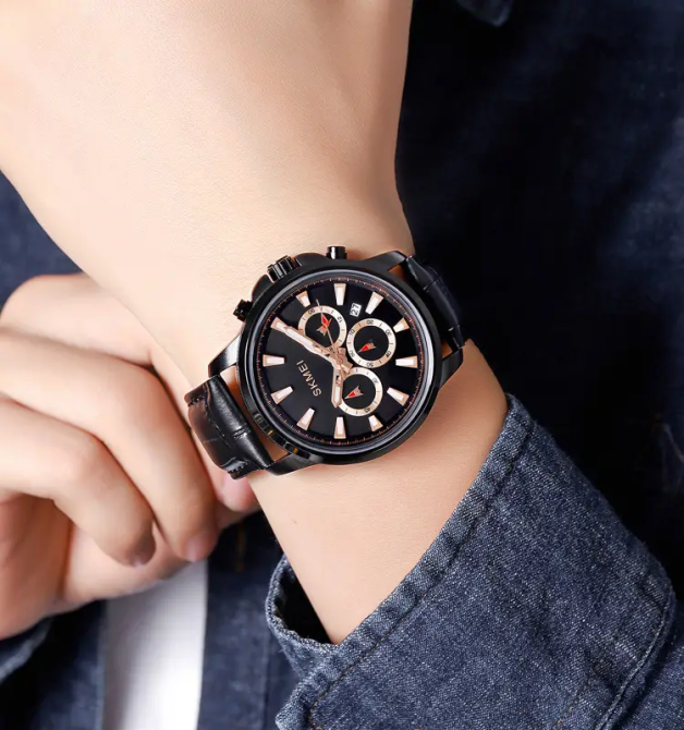 Мужские наручные часы Skmei 2071 с ремешком из эко-кожи (Черный) Винница - изображение 4