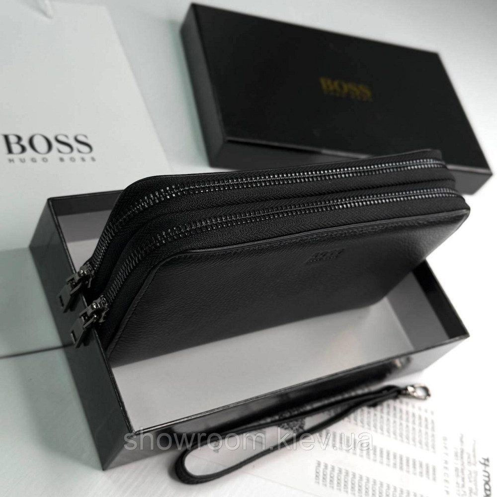 Кожаный брендовый кошелек клатч на два отделения Boss (6614) Киев - изображение 5