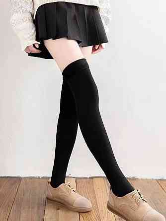 Чулки выше колена теплые 58 на 10 см черный Киев