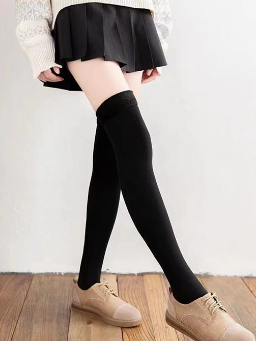 Чулки выше колена теплые 58 на 10 см черный Киев - изображение 1