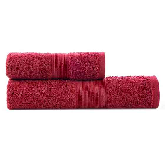 Комплект полотенец с бордюром Ideal Textile 2 шт (50х90+70х140 см) 500 г/м2 (56860401) Бордовий Черновцы