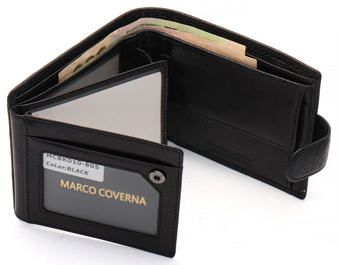 Чорне шкіряне портмоне з відділом для документів Marco Coverna MCBK10-805 Київ - фото 7