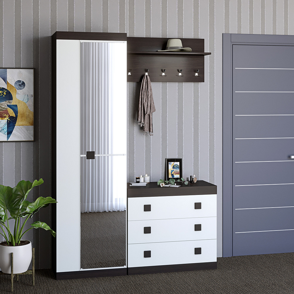 Прихожая Эверест Соната 4 (модульная - 3 элемента) венге темный + белый (DTM-2530) Днепр - изображение 1