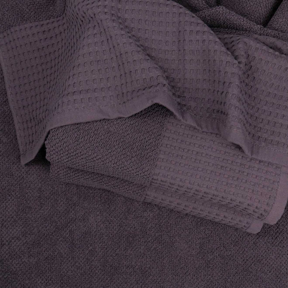 Комплект махровых полотенец Вафельный Бордюр 3шт GM Textile 50х90см, 50х90см, 70х140см 450г/м2 (Темный Виноград) Сумы - изображение 4