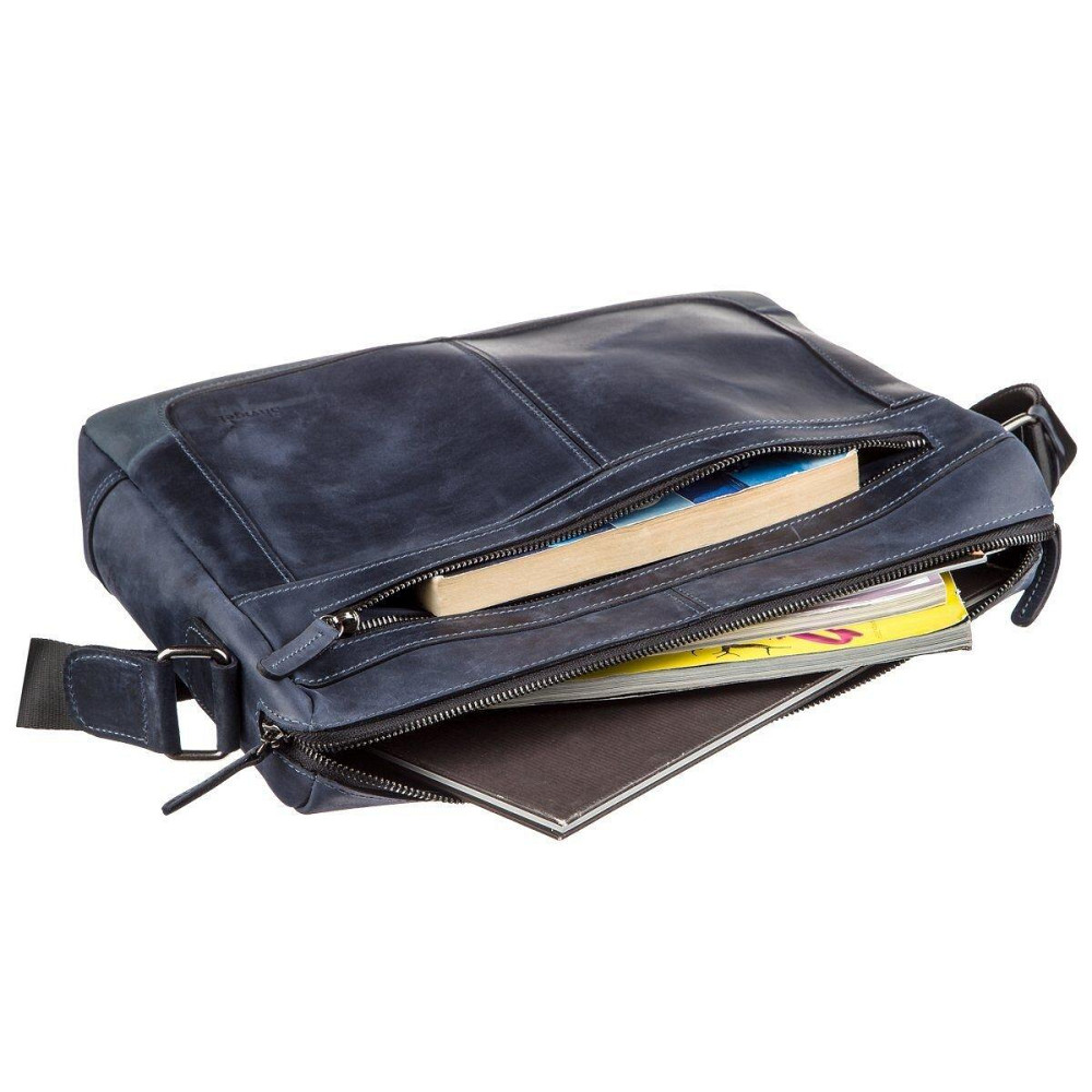 Деловая мужская кожаная сумка на плечо SHVIGEL 11249 Синяя Киев - изображение 3