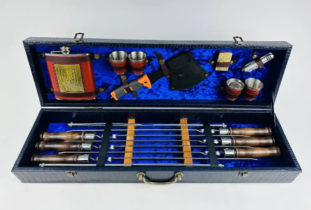 Набори шампурів, Набір шампурів у шкіряному кейсі "VIP 9" Шампури, вертіла Тернопіль - фото 2