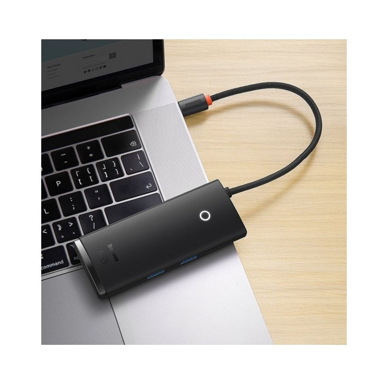 USB-хаб Baseus Lite Series 6-Port Type-C HUB Docking Station (Type-C to HDMI+USB3.0*2+Type-C Data+SD/TF) Black Киев - изображение 4