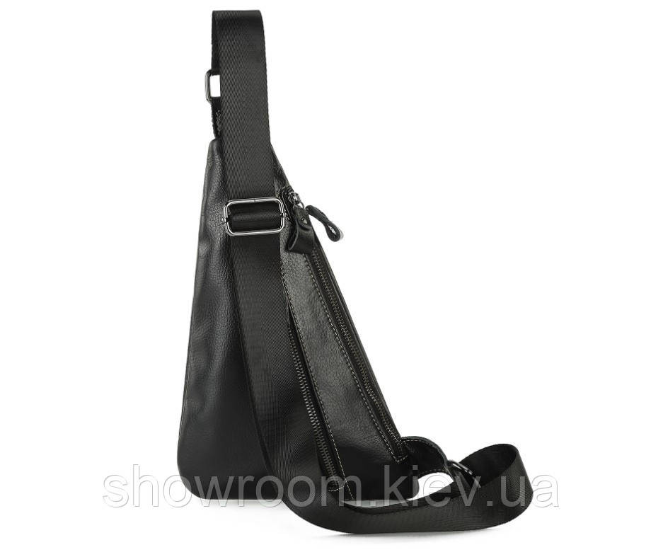 Чоловічі сумки на груди (слінг) Leather Collection (5040) black Київ - фото 3