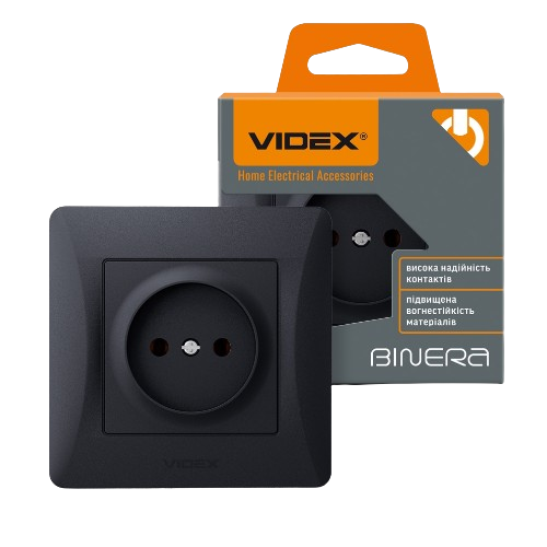 BINERA чорний графіт Розетка внутрішня 1-а Videx Житомир