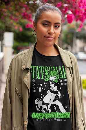 Футболка з аніме принтом Татсумакі Аніме Манга Віллаін оверсайз (S/M/L) Чорний AnimeJ0249 Дніпро