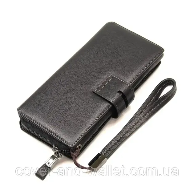 Місткий шкіряний гаманець-клатч чорного кольору Marco Coverna 1393 Київ - фото 4