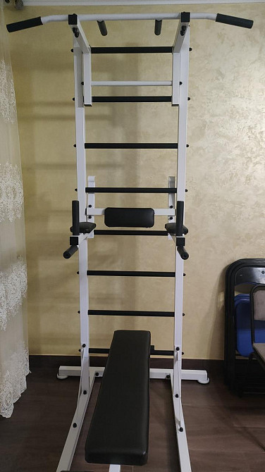 Шведская стенка передвижная Universal-NEW универсальная без креплений со скамьей для пресса турник брусья Каменское - изображение 8