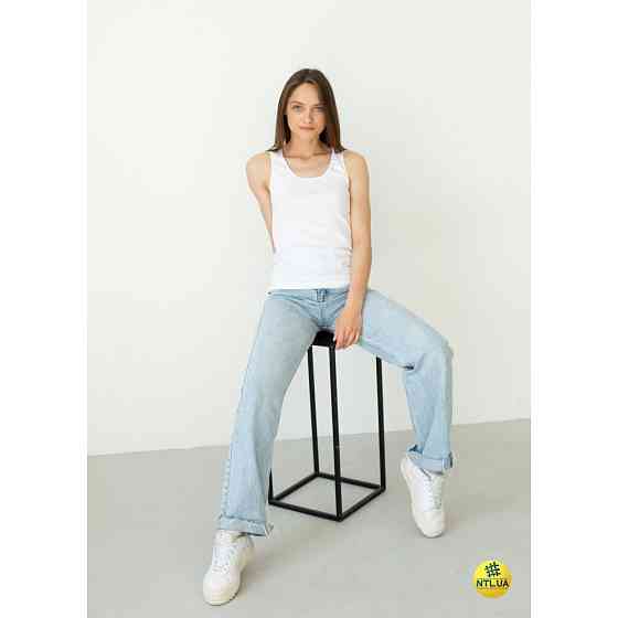 Базова однотонна жіноча майка з бавовни на широких бретелях Наталюкс 21-2110 XXL Київ