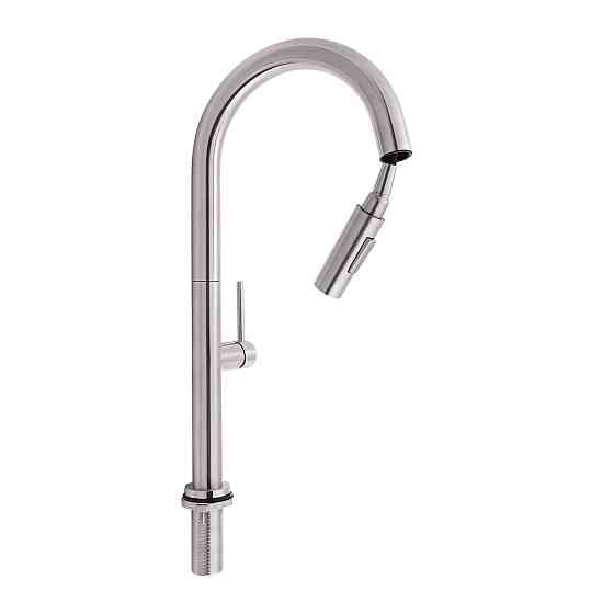 Змішувач для кухні Qtap Lenicka з висувним виливом QTLEN9138103UN Brushed Nickel PVD Київ