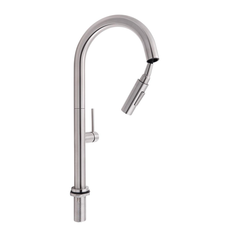 Смеситель для кухни Qtap Lenicka с выдвижным изливом QTLEN9138103UN Brushed Nickel PVD Киев - изображение 3