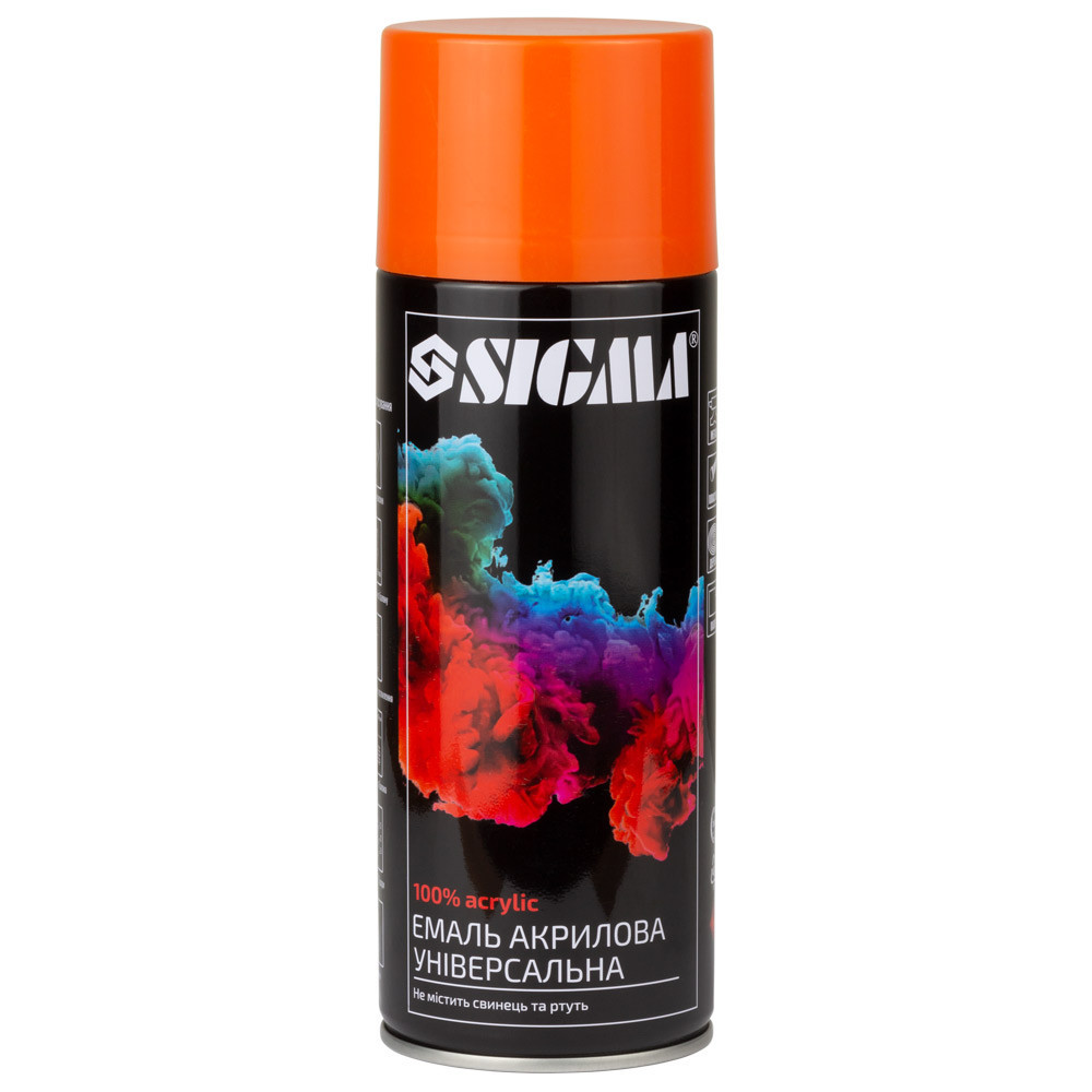 Эмаль аэрозольная акриловая 400мл RAL 2004 оранжевый глянец SIGMA (2737031) Киев - изображение 1