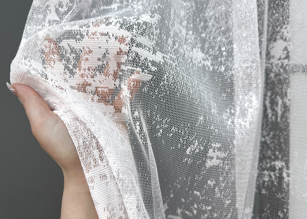 Кухонна арка з макраме VR-Textil № 000к жакард "Мрамор Al-1" білий 300х150 см (51-220) Київ - фото 3