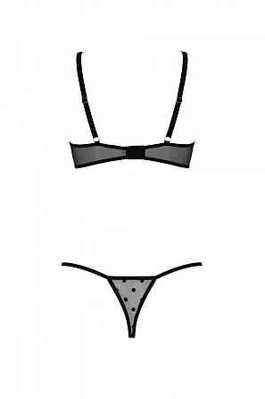 Эротический комплект Passion MARINA SET WITH OPEN BRA, L/XL, black, открытые чашки Sex Aura Киев
