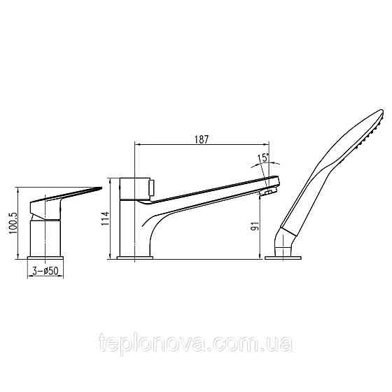 Смеситель для ванны TOPAZ CAPRI TCA-15111-H43-BL встроенный, 3 выхода.картридж D35 (комплект),ЧЕРНЫЙ Черновцы