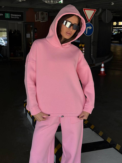 Базовий жіночий костюм з об’ємним худі Рожевий 42/46 Харків - фото 2