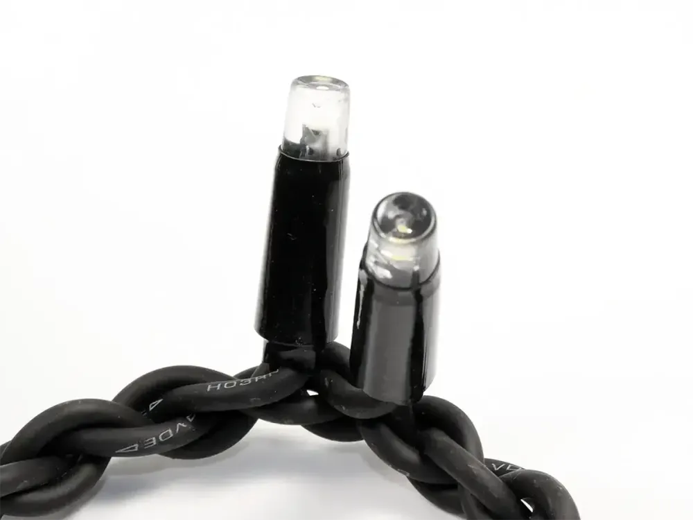 Гірлянда Дощ чорний провід 3,3мм з вилкою прозора циліндрична вулична лампа 200LED (теплий білий) 200-SHORT-CURTAIN-WW-2N Одеса - фото 5