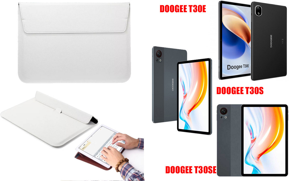 Чохол-конверт VitoCase для Doogee T30E, з функцією підставки для планшета Чорний Білий Київ - фото 1