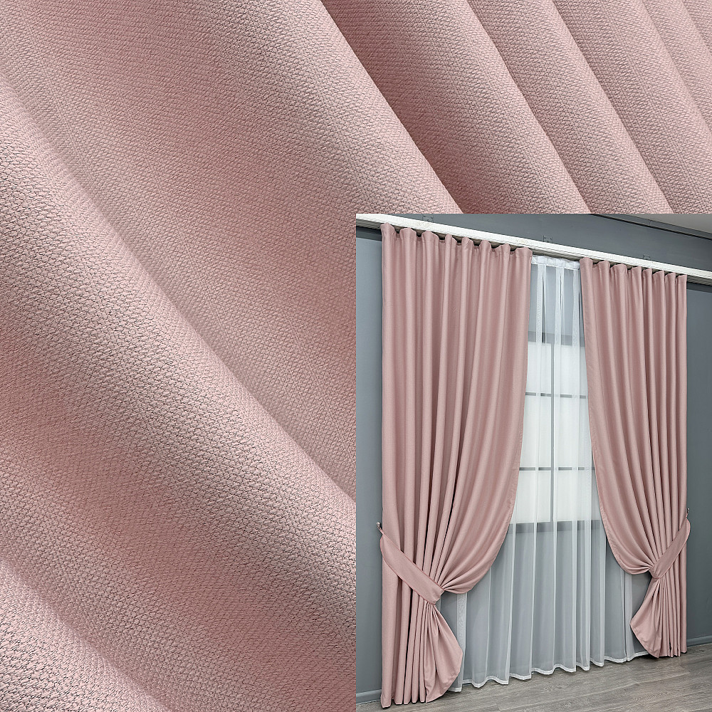 Комплект готових штор VR-Textil Шеніл однотонний № 2085ш Рожевий 150х270 см 2 шт (33-1316) Київ - фото 1