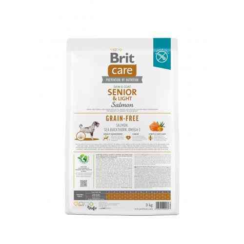 Корм сухой Brit Care Dog Grain-free Senior and Light для стареющих беззерновых собак с лососем 3 кг Киев