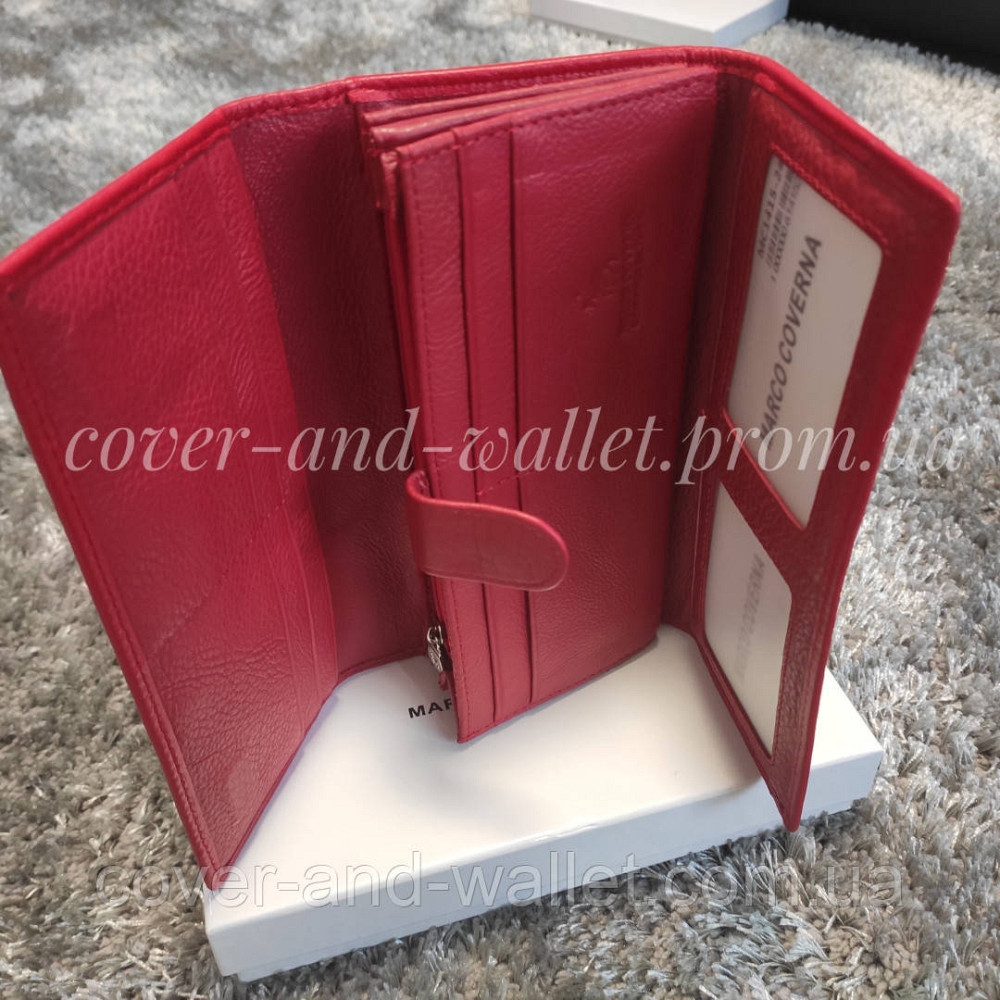 Червоний шкіряний жіночий гаманець для купюр і карток Marco Coverna MC 1415-2 Київ - фото 3
