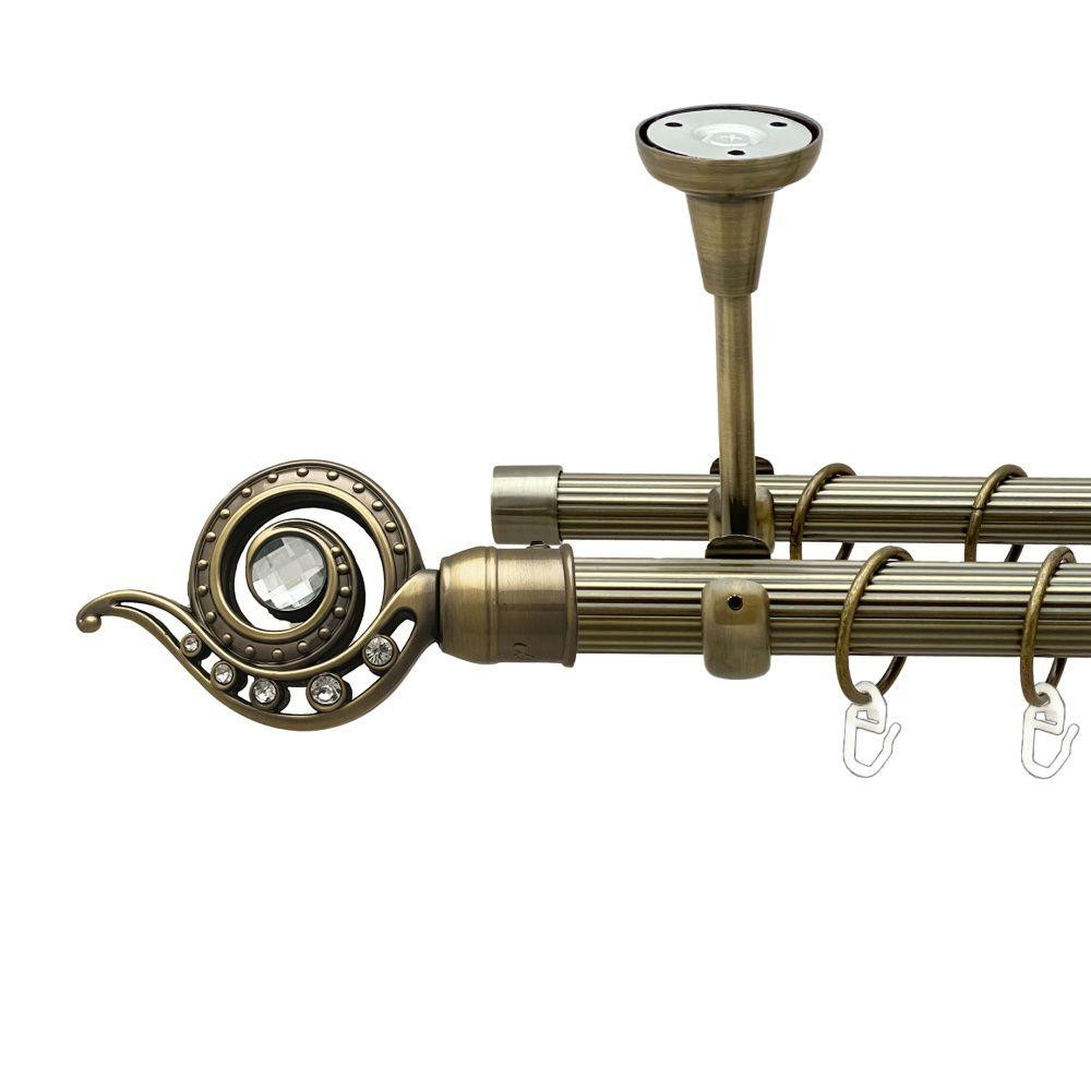 Карниз Orvit Око Дракона металевий дворядний відкритий до стелі рифлена труба кільце металеве Антик 25\19 мм 160 см (00-00018889) Львів - фото 1