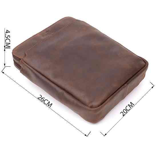 Чоловіча сумка через плече з вінтажної шкіри Shvigel 20866_1 Коричневий Київ