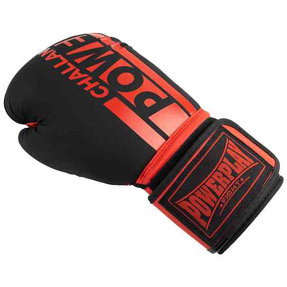 Боксерські рукавички для боксу та єдиноборств на липучці 14 унцій PowerPlay 3086 Matt Challenger чорний з червоним Київ