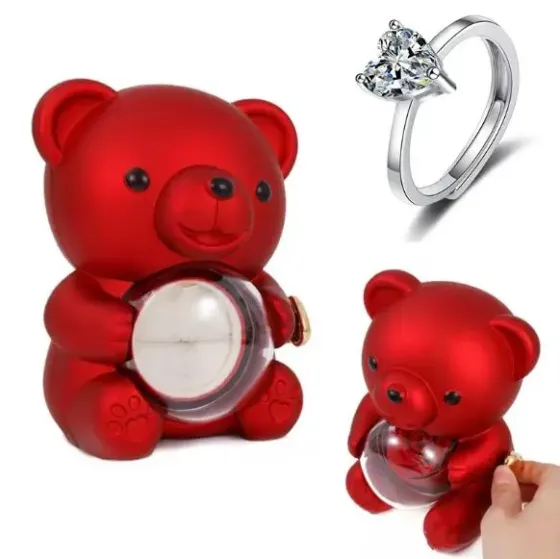 Gemei Вращающаяся шкатулка-медведь с розой в колбе Коломыя