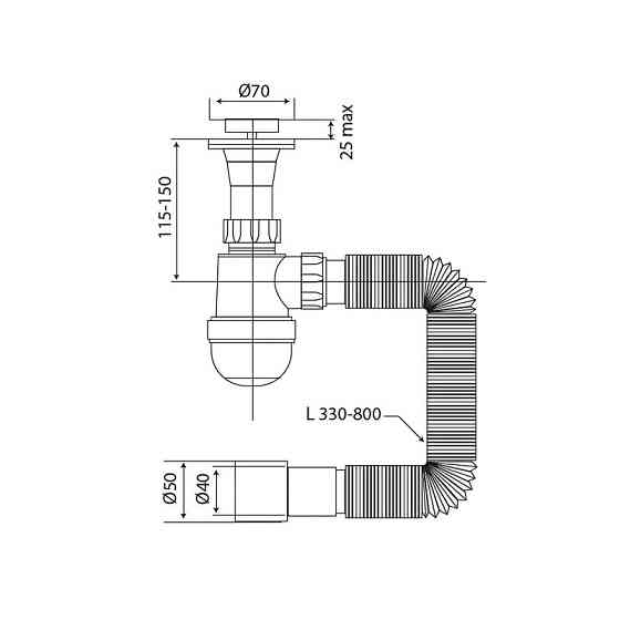 Сифон для умивальника Mixxus SU-02-A 1 1/2"x40 з литим випуском (MI8184) ( 12837 ) Харків