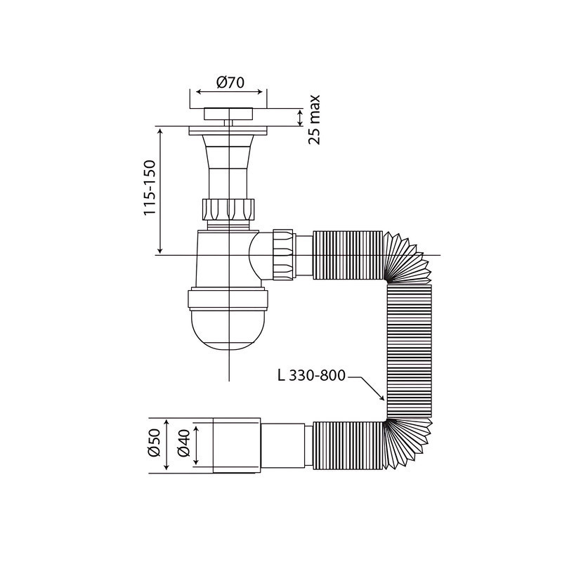 Сифон для умивальника Mixxus SU-02-A 1 1/2"x40 з литим випуском (MI8184) ( 12837 ) Харків - фото 2