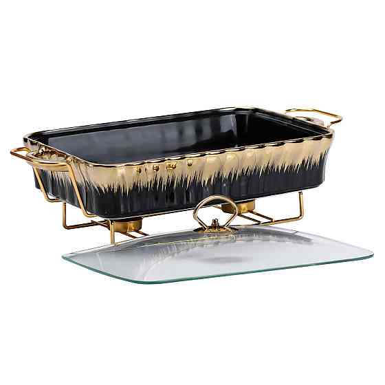 Марміт порцелянаовий прямокутний на 2 літри 40*23*11 см чорний HP1048 Київ