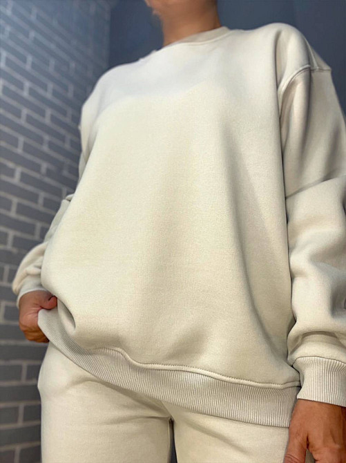 Костюм жіночіий Pepper mint 24-13-14 простий брюки джоггери на резинці та світшот оверсайз утеплений фліс світло сірий, світло-сірий, L Київ - фото 5