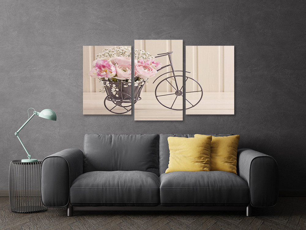 Модульная картина в гостиную / спальню  Квіти у велосипеді Art-540_3 70x130 см Киев - изображение 3