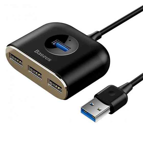 HUB адаптер Baseus Square Round 4in1 USB 3.0 to 1USB 3.0+3 USB 2.0+1micro USB CAHUB-AY01 (Чорный) Миколаїв