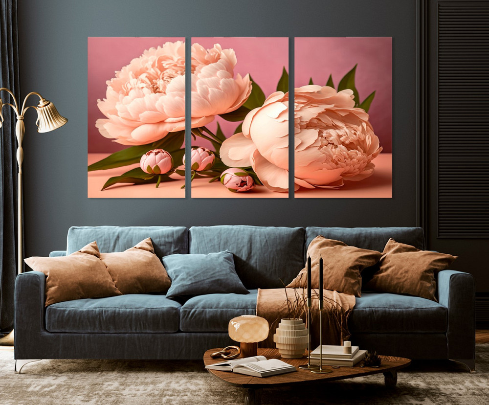Модульная картина в гостиную / спальню Півонії    ART-140_3A 100х150 см Киев - изображение 3