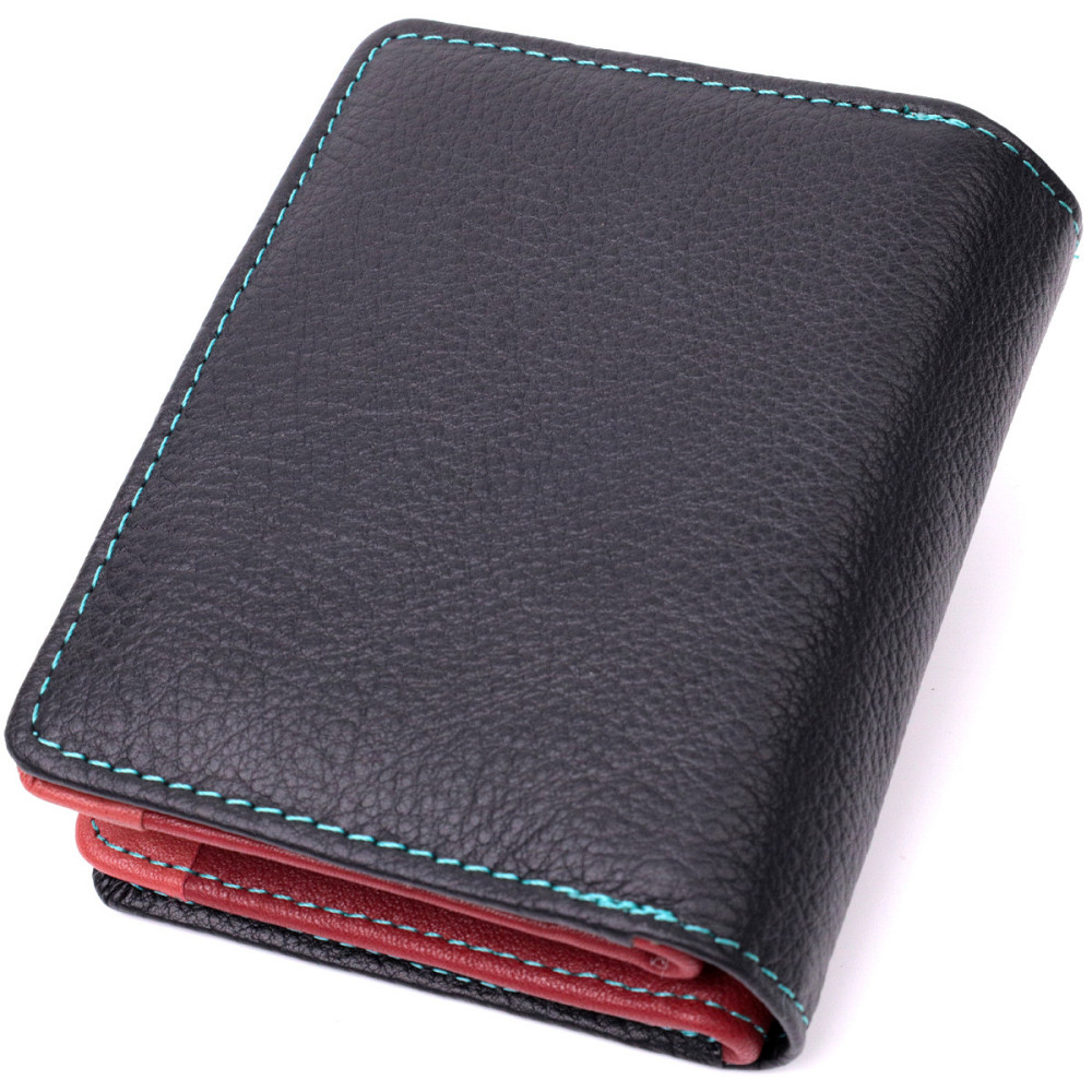 Вертикальный небольшой женский кошелек из натуральной кожи ST Leather 19436 Черный Киев - изображение 2