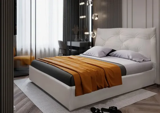 Кровать BNB Двуспальная Mayflower Premium 180 х 200 см Simple С дополнительной металлической цельносварной рамой Айвори Киев