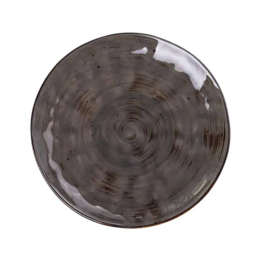 TS Kitchen Тарілка сервірувальна кругла порцелянова 22 см коричнева Київ - фото 1