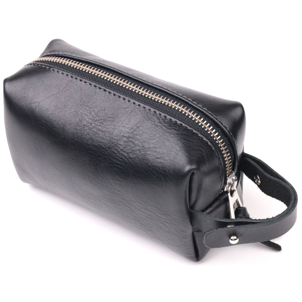 Небольшая косметичка из гладкой кожи на молнии Украина GRANDE PELLE 16761 Черная Киев - изображение 9