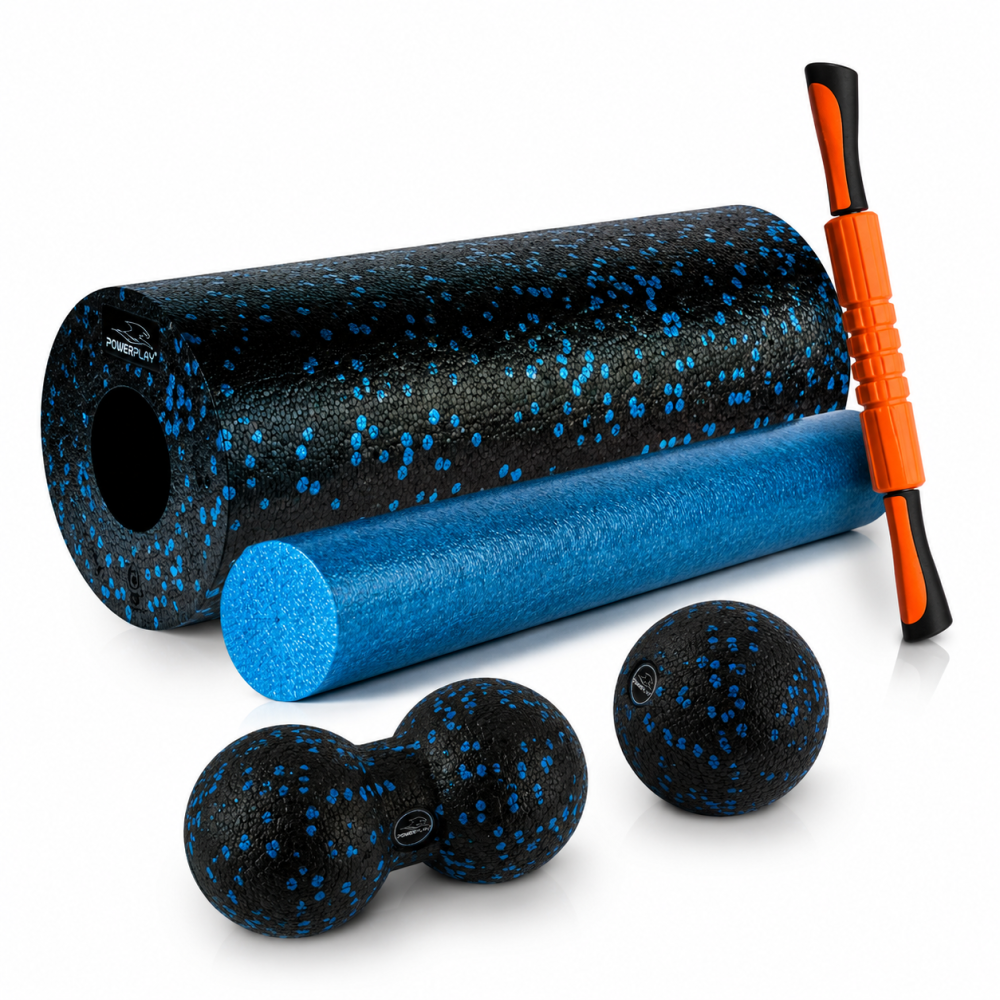 Масажний набір PowerPlay PP_4015 EPP Foam Roller Set 4in1 (2-ва роли + 2-ва м'ячі) Чорно-синій Кам'янське - фото 11