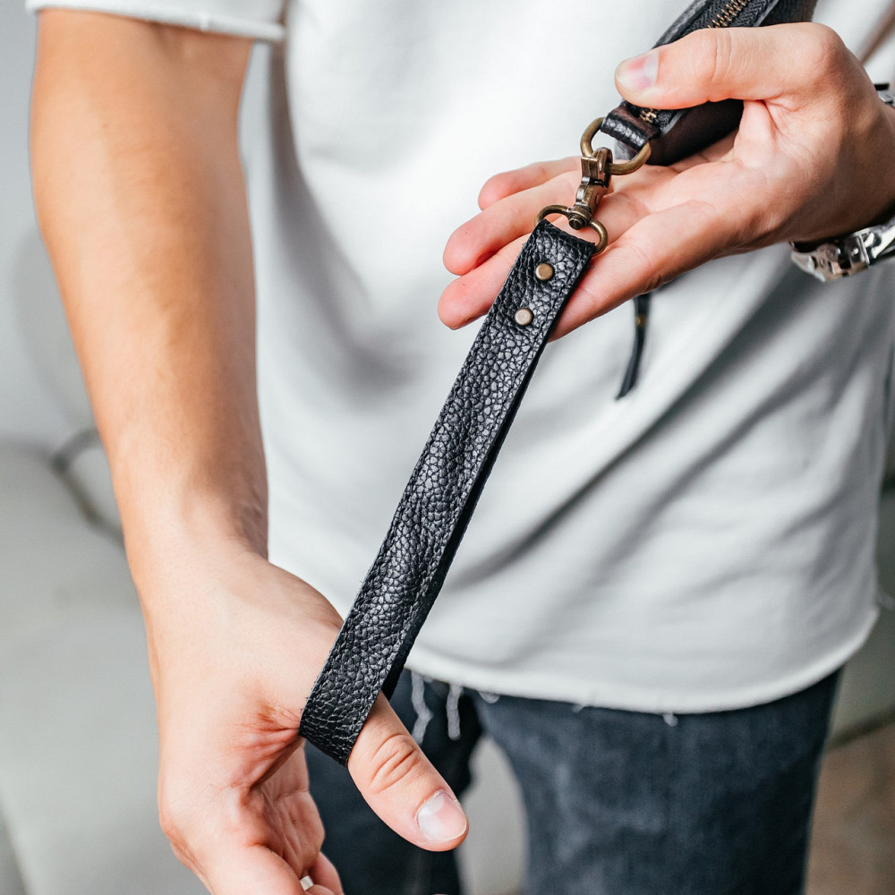 Чоловічий гаманець шкіряний, місткий гаманець із відділеннями на блискавці, Crazy Horse, чорнийMasterSem Київ - фото 2