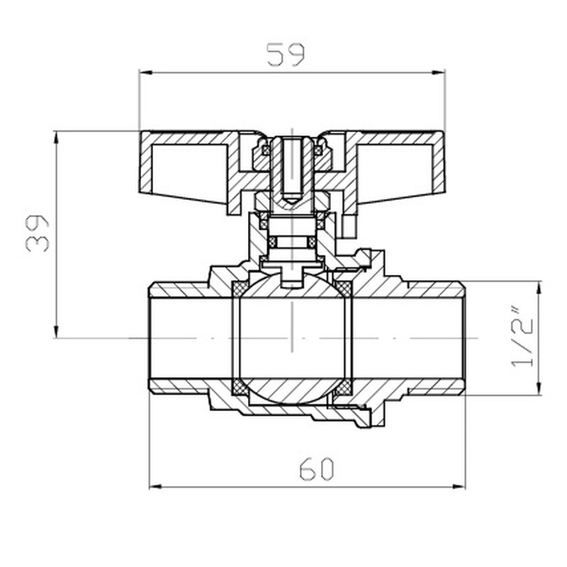 Кран кульовий ШШМ KOER EXTREME KE.219-15 - 1/2" MM ручка "метелик" червона (KR5762) Київ - фото 3